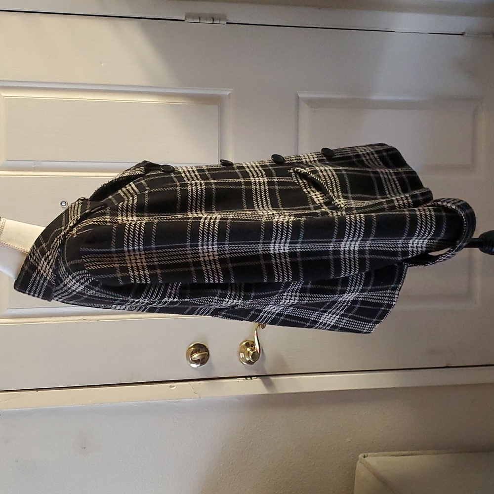 Torrid Black Houndstooth Plaid Double-Breasted Pea Coat - Picture 4 of 12